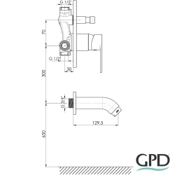 Gpd - GPD Atros Ankastre Banyo Bataryası, Siyah