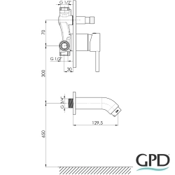 Gpd - GPD Espina Ankastre Banyo Bataryası, Siyah