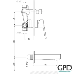 Gpd - GPD Ritmo Ankastre Banyo Bataryası, Siyah