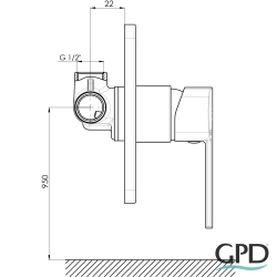 Gpd - GPD Pedra Ankastre Duş Bataryası, Fırçalı Nikel