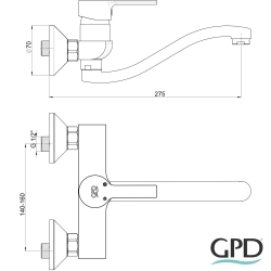 Gpd - GPD Solus Döner Borulu Eviye Bataryası, Siyah