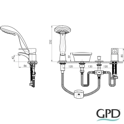 Gpd - GPD Atros Ankastre Küvet Bataryası (4 Delikli), Siyah