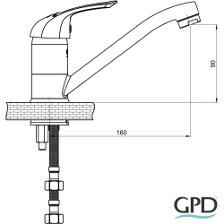 Gpd - GPD Adrio Döner Borulu Lavabo Bataryası, Siyah