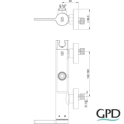 Gpd - GPD Gildo Üstten Çıkışlı Duş Bataryası, Krom-Siyah