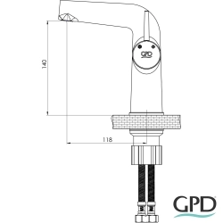 Gpd - GPD Aduro Tek Gövde Lavabo Bataryası, Siyah-Bakır