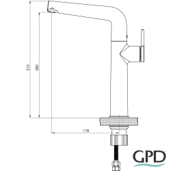 Gpd - GPD Aduro Yüksek Lavabo Bataryası, Siyah-Bakır