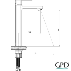 Gpd - GPD Pedra Tezgah Üstü Lavabo Bataryası, Siyah-Bakır