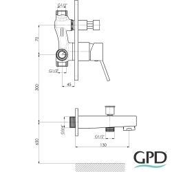 Gpd - GPD Tulio Tam Ankastre Banyo Bataryası