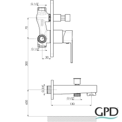 Gpd - GPD Pedra Tam Ankastre Banyo Bataryası, Fırçalı Nikel