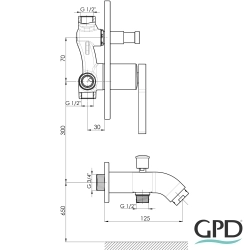 Gpd - GPD Gildo Tam Ankastre Banyo Bataryası, Siyah