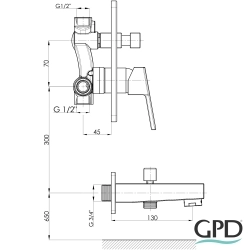 Gpd - GPD Ritmo Tam Ankastre Banyo Bataryası, Siyah
