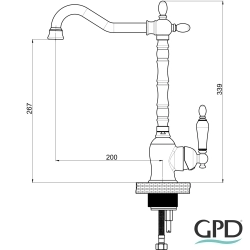 Gpd - GPD Retro Tek Gövde Eviye Bataryası, Fırçalı Nikel