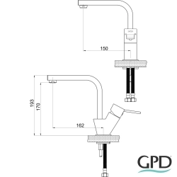 Gpd - GPD Tulio Yüksek Lavabo Bataryası, Altın