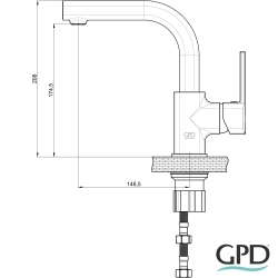 Gpd - GPD Pedra Tek Gövde Lavabo Bataryası, Fırçalı Nikel