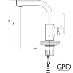 Gpd - GPD Pedra Tek Gövde Lavabo Bataryası, Siyah-Bakır