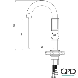 Gpd - GPD Quadro Tek Gövde Lavabo Bataryası (Döner Borulu), Siyah-Bakır