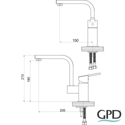 Gpd - GPD Ritmo Tek Gövde Lavabo Bataryası, Siyah