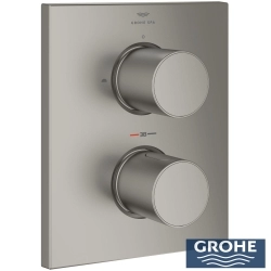 Grohe - Grohe Grohtherm F Ankastre Termostatik Banyo Bataryası, Saten Çelik (Sıva Üstü Grubu)