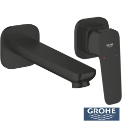 Grohe - Grohe Cubeo 2 Delikli Duvardan Ankastre Lavabo Bataryası, M-Boy, Mat Siyah (Sıva Üstü Grubu)