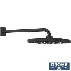 Grohe - Grohe Grohtherm 3 Yollu SmartControl Ankastre Termostatik Banyo Bataryası, Kare Tepe ve El Duşu, Çıkış Ucu Seti, Mat Siyah