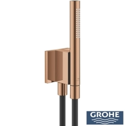 Grohe - Grohe Rainshower Aqua Stick Ankastre Bağlantılı Manyetik El Duşu Seti, 2 Akışlı, Bakır (Siyah Duş Hortumu)