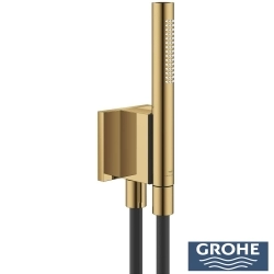 Grohe - Grohe Rainshower Aqua Stick Ankastre Bağlantılı Manyetik El Duşu Seti, 2 Akışlı, Altın (Siyah Duş Hortumu)