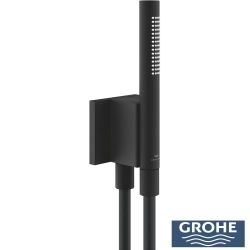 Grohe - Grohe Rainshower Aqua Stick Ankastre Bağlantılı Manyetik El Duşu Seti, 2 Akışlı, Hayalet Siyah (Siyah Duş Hortumu)