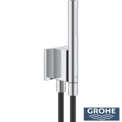 Grohe - Grohe Rainshower Aqua Stick Ankastre Bağlantılı Manyetik El Duşu Seti, 2 Akışlı, Siyah-Krom (Siyah Duş Hortumu)
