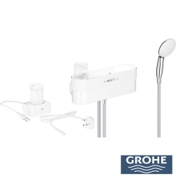 Grohe - Grohe Purefoam Elektronik Banyo Bataryası ve El Duşu Takımı Başlangıç Seti, Krom-Beyaz (Su ve Sabun Püskürtmeli El Duşu)