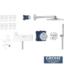Grohe - Grohe Purefoam SmartControl Ankastre Duş Seti, Krom-Beyaz (Su ve Sabun Püskürtmeli El Duşu)