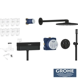 Grohe - Grohe Purefoam SmartControl Ankastre Duş Seti, Hayalet Siyah (Su ve Sabun Püskürtmeli El Duşu)