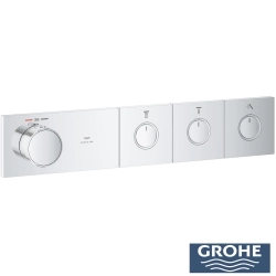 Grohe - Grohe Grohtherm 3 Çıkışlı Aqua Tiles SmartControl Termostatik Ankastre Banyo Bataryası, Yuvarlak Tepe ve El Duşu Seti