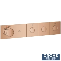 Grohe - Grohe Grohtherm Aqua Tiles SmartControl Termostatik Ankastre Banyo Bataryası, 3 Çıkışlı, Bakır (Sıva Üstü Grubu)
