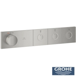 Grohe - Grohe Grohtherm Aqua Tiles SmartControl Termostatik Ankastre Banyo Bataryası, 3 Çıkışlı, Paslanmaz Çelik (Sıva Üstü Grubu)