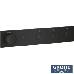 Grohe - Grohe Grohtherm Aqua Tiles SmartControl Termostatik Ankastre Banyo Bataryası, 3 Çıkışlı, Hayalet Siyah (Sıva Üstü Grubu)