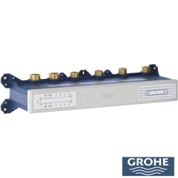 Grohe - Grohe Grohtherm 4 Çıkışlı Aqua Tiles SmartControl Termostatik Ankastre Banyo Bataryası, Dikdörtgen Tepe ve El Duşu, Yan Jet Seti