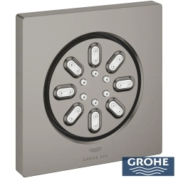 Grohe - Grohe Grohtherm 4 Çıkışlı Aqua Tiles SmartControl Termostatik Ankastre Banyo Bataryası, Dikdörtgen Tepe ve El Duşu, Yan Jet Seti, Fırçalı Sert Grafit