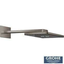Grohe - Grohe Grohtherm 4 Çıkışlı Aqua Tiles SmartControl Termostatik Ankastre Banyo Bataryası, Dikdörtgen Tepe ve El Duşu, Yan Jet Seti, Fırçalı Sert Grafit