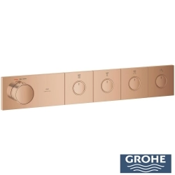 Grohe - Grohe Grohtherm Aqua Tiles SmartControl Termostatik Ankastre Banyo Bataryası, 4 Çıkışlı, Bakır (Sıva Üstü Grubu)