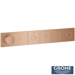Grohe - Grohe Grohtherm Aqua Tiles SmartControl Termostatik Ankastre Banyo Bataryası, 4 Çıkışlı, Fırçalı Bakır (Sıva Üstü Grubu)