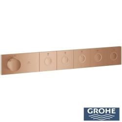 Grohe - Grohe Grohtherm Aqua Tiles SmartControl Termostatik Ankastre Banyo Bataryası, 5 Çıkışlı, Fırçalı Bakır (Sıva Üstü Grubu)