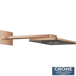 Grohe - Grohe Rainshower Aqua Dikdörtgen Tepe Duşu Seti, 40x23 cm, 2 Akışlı, Fırçalı Bakır