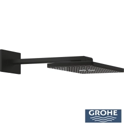 Grohe - Grohe Rainshower Aqua Dikdörtgen Tepe Duşu Seti, 40x23 cm, 2 Akışlı, Hayalet Siyah