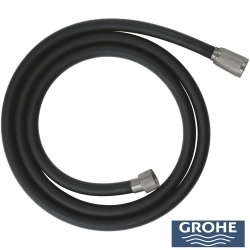 Grohe - Grohe Silverflex TwistStop Siyah Duş Hortumu, 150 cm, Paslanmaz Çelik Uçlu