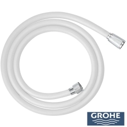 Grohe - Grohe Silverflex TwistStop Beyaz Duş Hortumu, 150 cm, Krom Uçlu