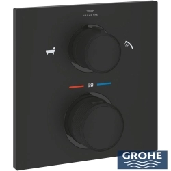 Grohe - Grohe Allure Termostatik Ankastre Banyo ve Duş Bataryası (Sıva Üstü Grubu), 2 Yollu, Hayalet Siyah