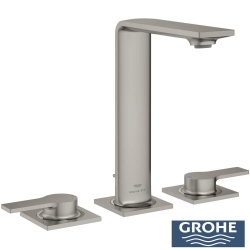 Grohe - Grohe Allure 3 Delikli Ankastre Lavabo Bataryası, Saten Çelik