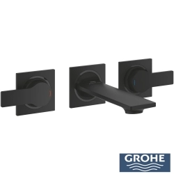 Grohe - Grohe Allure 3 Delikli Ankastre Lavabo Bataryası (Sıva Üstü Grubu), Hayalet Siyah