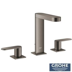 Grohe - Grohe Plus 3 Delikli Ankastre Lavabo Bataryası, Sifon Kumandalı, Fırçalı Sert Grafit