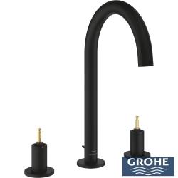 Grohe - Grohe Atrio Private Collection 3 Delikli Ankastre Sifon Kumandalı Lavabo Bataryası (L-Boy), Hayalet Siyah